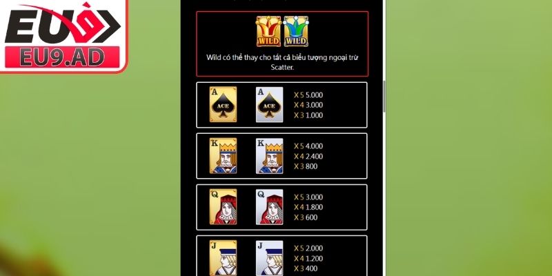 Cài đặt cược và bảng trả thưởng